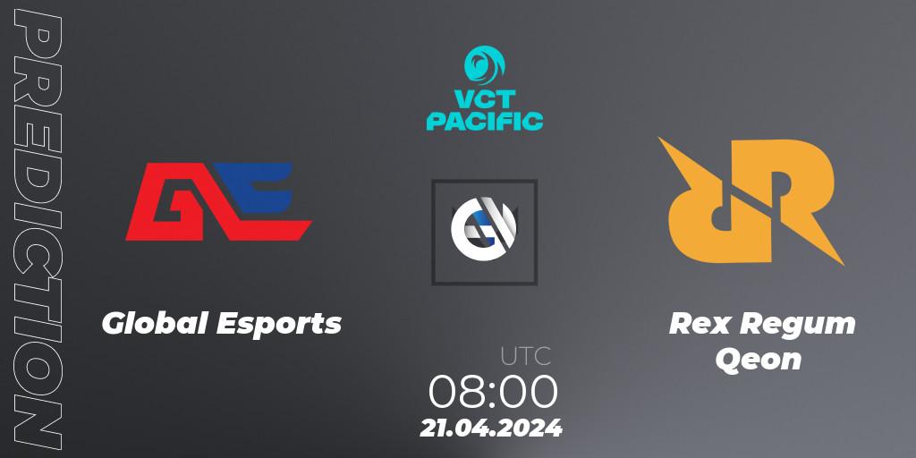 Prognose für das Spiel Global Esports VS Rex Regum Qeon. 21.04.24. VALORANT - VALORANT Champions Tour 2024: Pacific League - Stage 1 - Group Stage