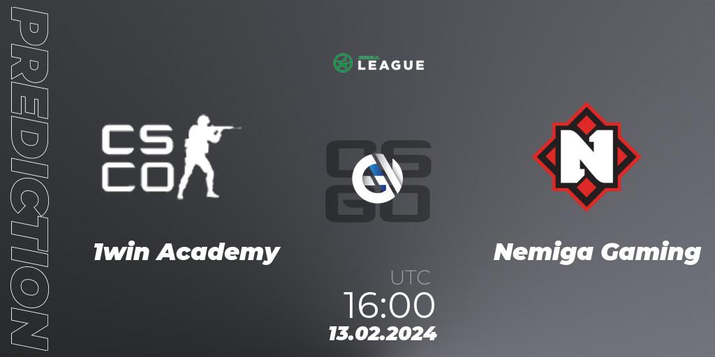 Prognose für das Spiel 1win Academy VS Nemiga Gaming. 13.02.24. CS2 (CS:GO) - ESEA Season 48: Advanced Division - Europe