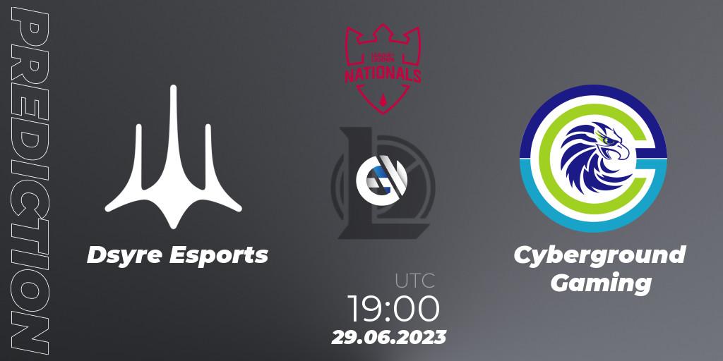 Prognose für das Spiel Dsyre Esports VS Cyberground Gaming. 29.06.2023 at 19:00. LoL - PG Nationals Summer 2023
