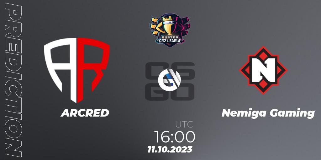 Prognose für das Spiel ARCRED VS Nemiga Gaming. 11.10.23. CS2 (CS:GO) - Buster CS2 League