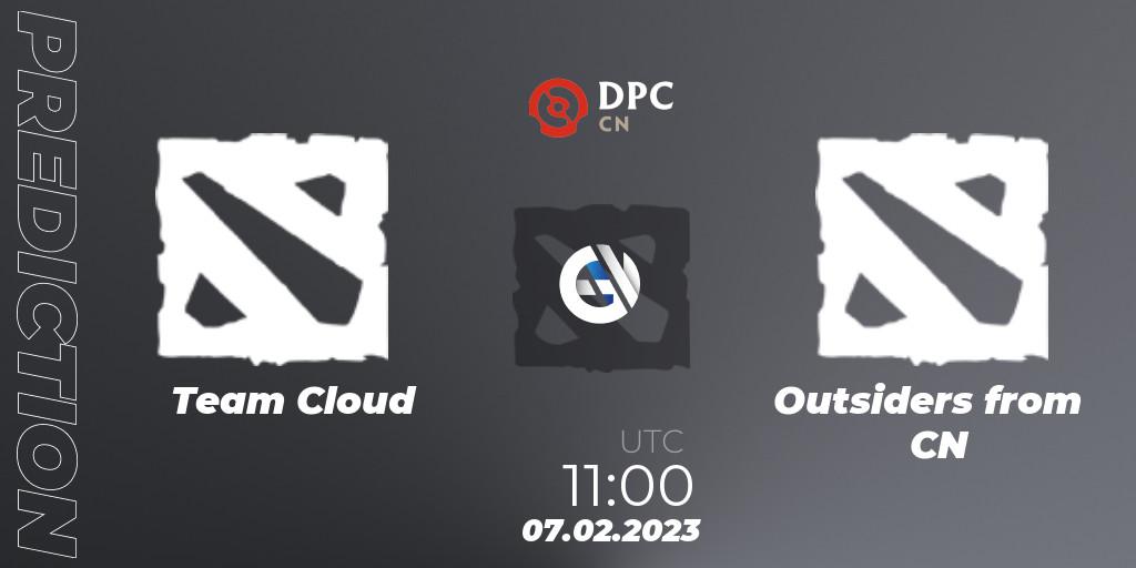 Prognose für das Spiel Team Cloud VS Outsiders from CN. 07.02.23. Dota 2 - DPC 2022/2023 Winter Tour 1: CN Division II (Lower)