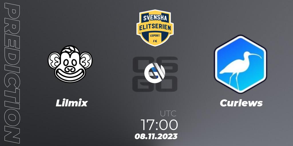 Prognose für das Spiel Lilmix VS Curlews. 08.11.2023 at 17:00. Counter-Strike (CS2) - Svenska Elitserien Fall 2023: Online Stage