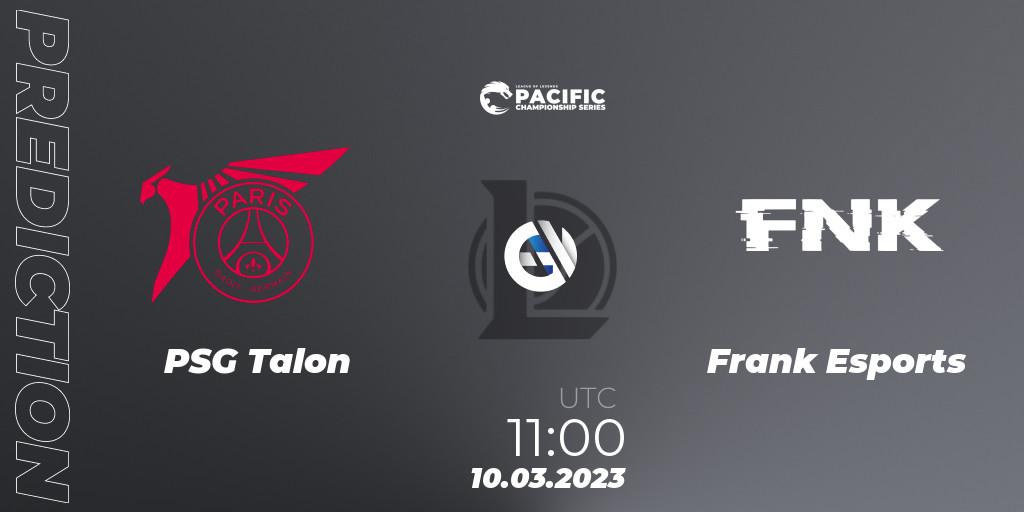 Prognose für das Spiel PSG Talon VS Frank Esports. 10.03.2023 at 11:00. LoL - PCS Spring 2023 - Group Stage