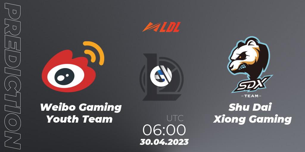 Prognose für das Spiel Weibo Gaming Youth Team VS Shu Dai Xiong Gaming. 30.04.23. LoL - LDL 2023 - Regular Season - Stage 2