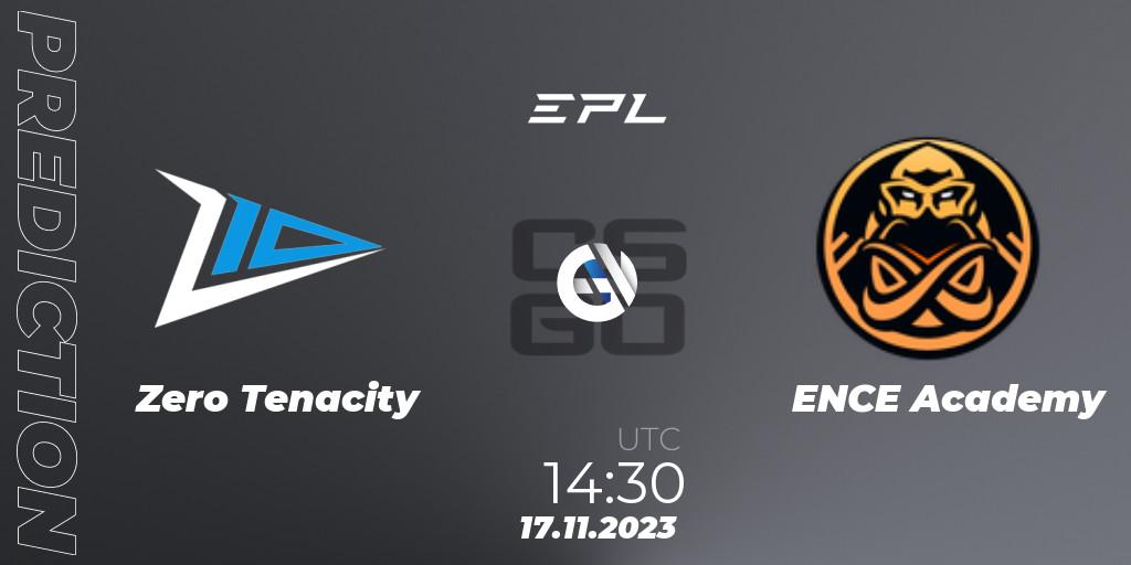 Prognose für das Spiel Zero Tenacity VS ENCE Academy. 17.11.2023 at 14:30. Counter-Strike (CS2) - European Pro League Season 12: Division 2