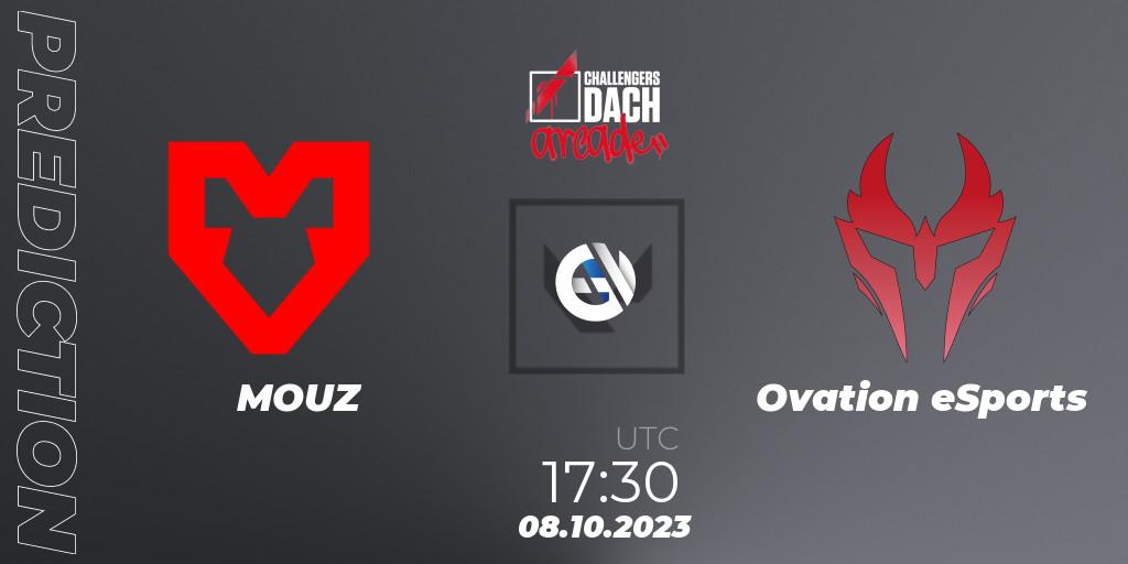Prognose für das Spiel MOUZ VS Ovation eSports. 08.10.2023 at 17:30. VALORANT - VALORANT Challengers 2023 DACH: Arcade