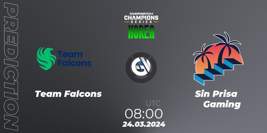 Prognose für das Spiel Team Falcons VS Sin Prisa Gaming. 24.03.24. Overwatch - Overwatch Champions Series 2024 - Stage 1 Korea