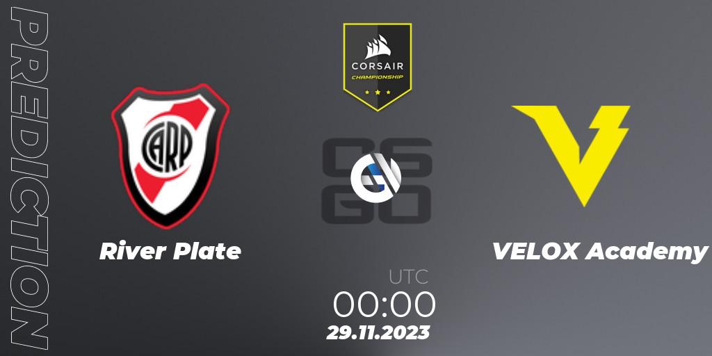 Prognose für das Spiel River Plate VS VELOX Academy. 29.11.23. CS2 (CS:GO) - Corsair Championship 2023
