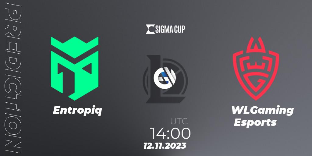 Prognose für das Spiel Entropiq VS WLGaming Esports. 12.11.2023 at 14:00. LoL - Sigma Cup 2023