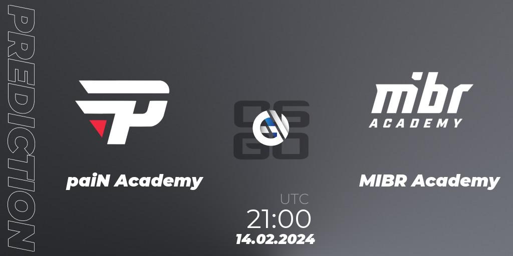 Prognose für das Spiel paiN Academy VS MIBR Academy. 14.02.2024 at 21:00. Counter-Strike (CS2) - RedZone PRO League Season 1