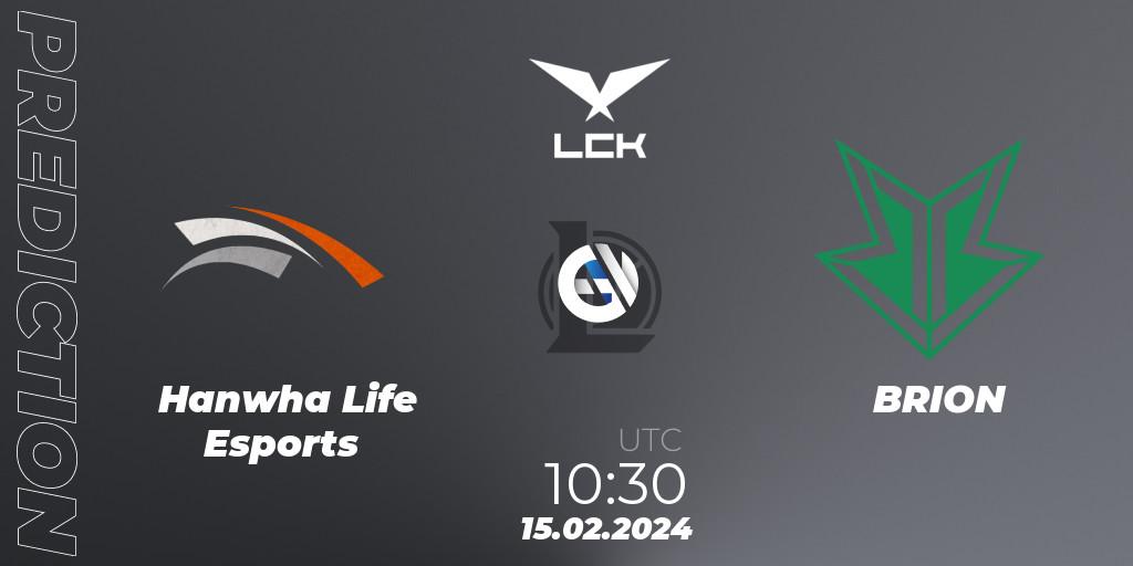 Prognose für das Spiel Hanwha Life Esports VS BRION. 15.02.2024 at 10:30. LoL - LCK Spring 2024 - Group Stage