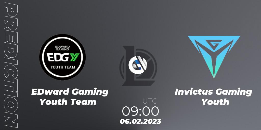 Prognose für das Spiel EDward Gaming Youth Team VS Invictus Gaming Youth. 06.02.2023 at 09:30. LoL - LDL 2023 - Swiss Stage