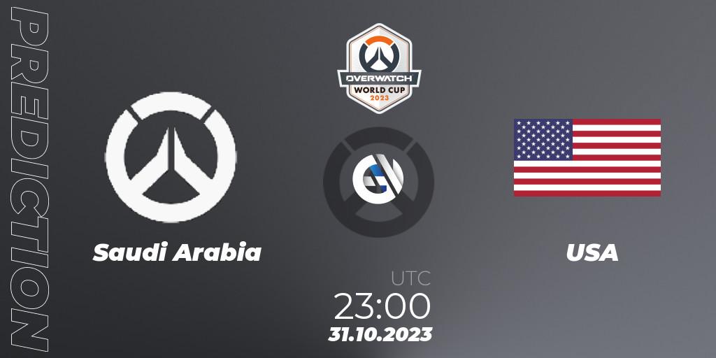 Prognose für das Spiel Saudi Arabia VS USA. 31.10.23. Overwatch - Overwatch World Cup 2023