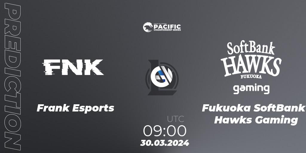 Prognose für das Spiel Frank Esports VS Fukuoka SoftBank Hawks Gaming. 31.03.24. LoL - PCS Playoffs Spring 2024