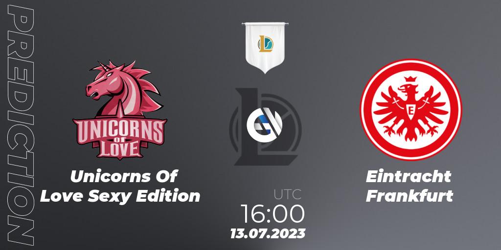 Prognose für das Spiel Unicorns Of Love Sexy Edition VS Eintracht Frankfurt. 13.07.2023 at 16:00. LoL - Prime League Summer 2023 - Group Stage