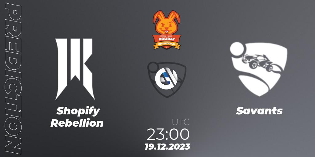 Prognose für das Spiel Shopify Rebellion VS Savants. 19.12.2023 at 23:00. Rocket League - OXG Holiday Invitational