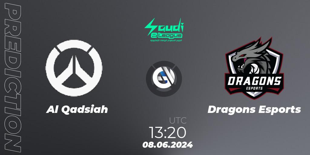 Prognose für das Spiel Al Qadsiah VS Dragons Esports. 08.06.2024 at 13:20. Overwatch - Saudi eLeague 2024 - Major 2