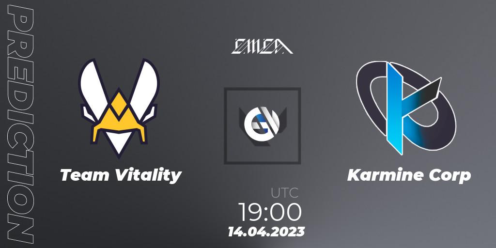 Prognose für das Spiel Team Vitality VS Karmine Corp. 14.04.23. VALORANT - VCT 2023: EMEA League - Regular Season