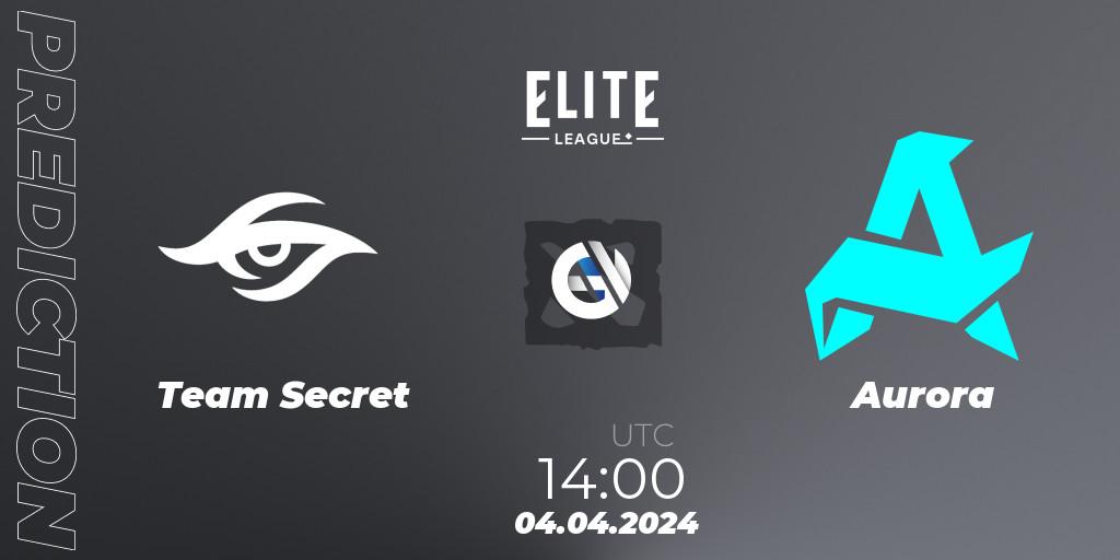 Prognose für das Spiel Team Secret VS Aurora. 04.04.24. Dota 2 - Elite League: Swiss Stage