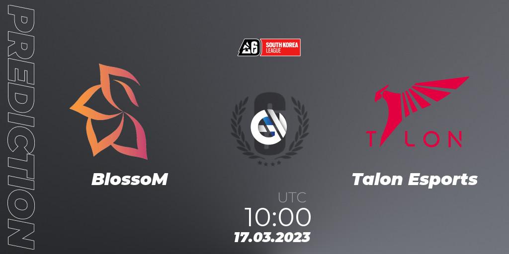 Prognose für das Spiel BlossoM VS Talon Esports. 17.03.2023 at 10:00. Rainbow Six - South Korea League 2023 - Stage 1