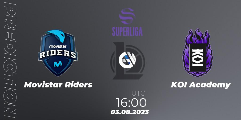 Prognose für das Spiel Movistar Riders VS KOI Academy. 03.08.2023 at 16:00. LoL - LVP Superliga Summer 2023 - Playoffs