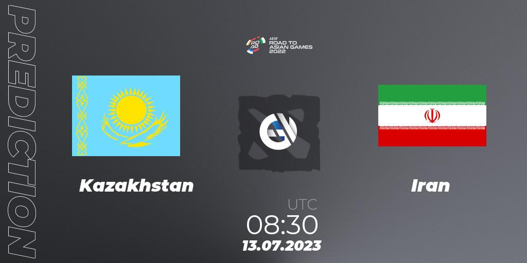 Prognose für das Spiel Kazakhstan VS Iran. 13.07.2023 at 08:30. Dota 2 - 2022 AESF Road to Asian Games - Central Asia