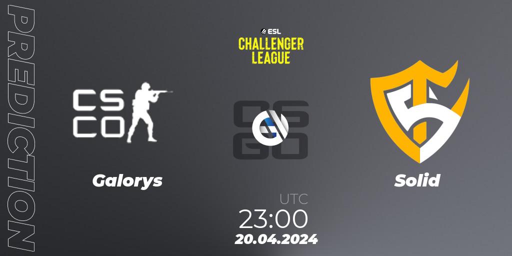 Prognose für das Spiel Galorys VS Solid. 20.04.2024 at 23:00. Counter-Strike (CS2) - ESL Challenger League Season 47: South America