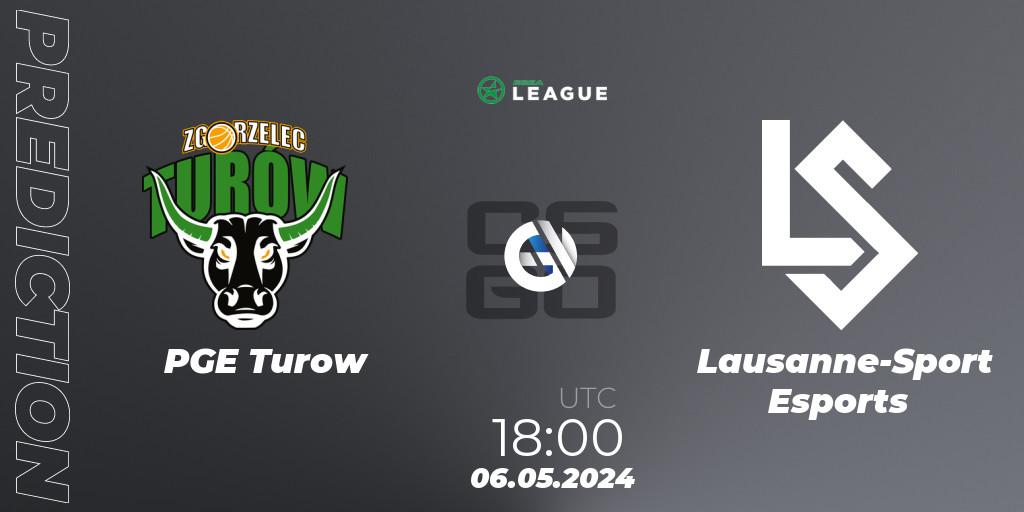 Prognose für das Spiel PGE Turow VS Lausanne-Sport Esports. 14.05.2024 at 16:00. Counter-Strike (CS2) - ESEA Season 49: Advanced Division - Europe
