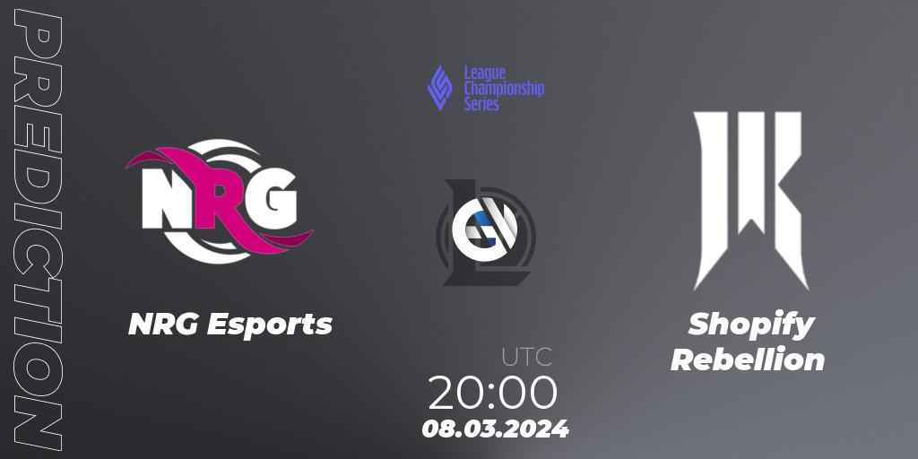 Prognose für das Spiel NRG Esports VS Shopify Rebellion. 09.03.24. LoL - LCS Spring 2024 - Group Stage