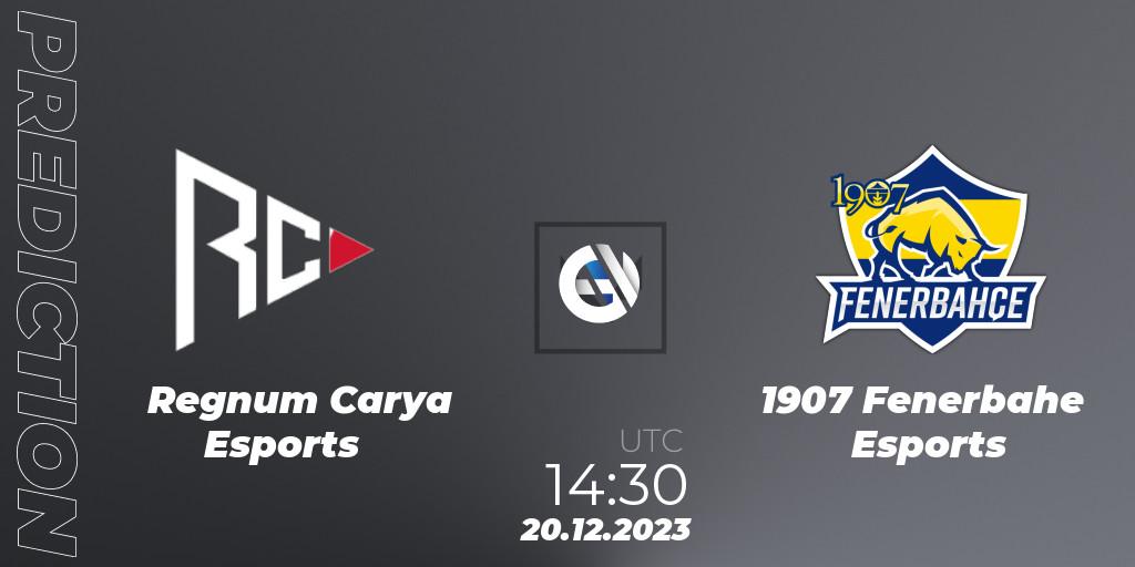 Prognose für das Spiel Regnum Carya Esports VS 1907 Fenerbahçe Esports. 20.12.2023 at 14:30. VALORANT - Open Fire All Stars 2023