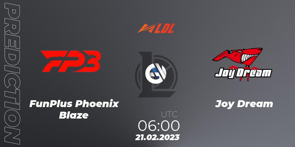 Prognose für das Spiel FunPlus Phoenix Blaze VS Joy Dream. 21.02.2023 at 06:00. LoL - LDL 2023 - Regular Season
