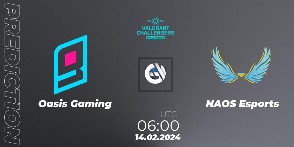 Prognose für das Spiel Oasis Gaming VS NAOS Esports. 14.02.24. VALORANT - VALORANT Challengers 2024 Philippines: Split 1
