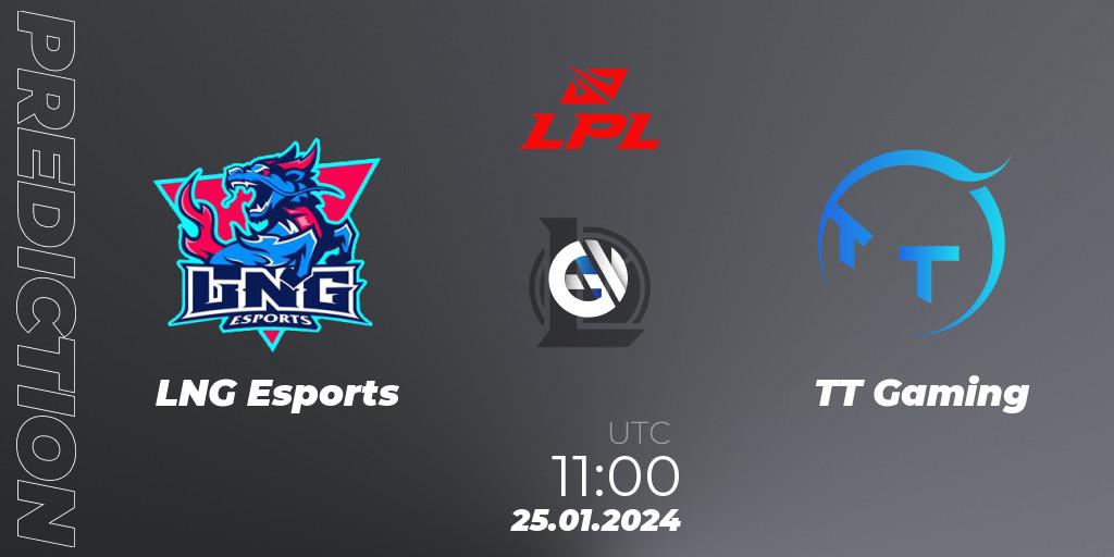 Prognose für das Spiel LNG Esports VS TT Gaming. 25.01.24. LoL - LPL Spring 2024 - Group Stage