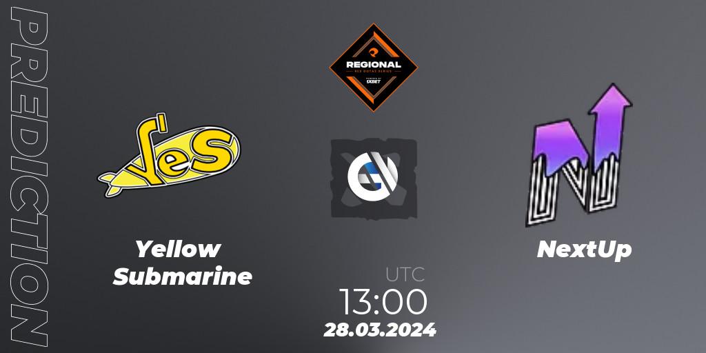 Prognose für das Spiel Yellow Submarine VS NextUp. 28.03.24. Dota 2 - RES Regional Series: EU #1