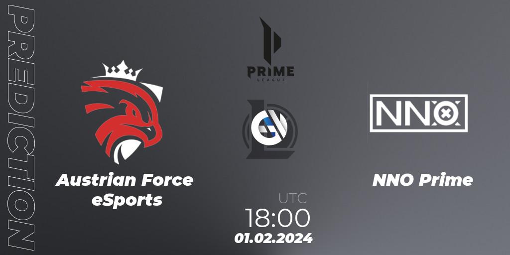Prognose für das Spiel Austrian Force eSports VS NNO Prime. 01.02.2024 at 21:00. LoL - Prime League Spring 2024 - Group Stage