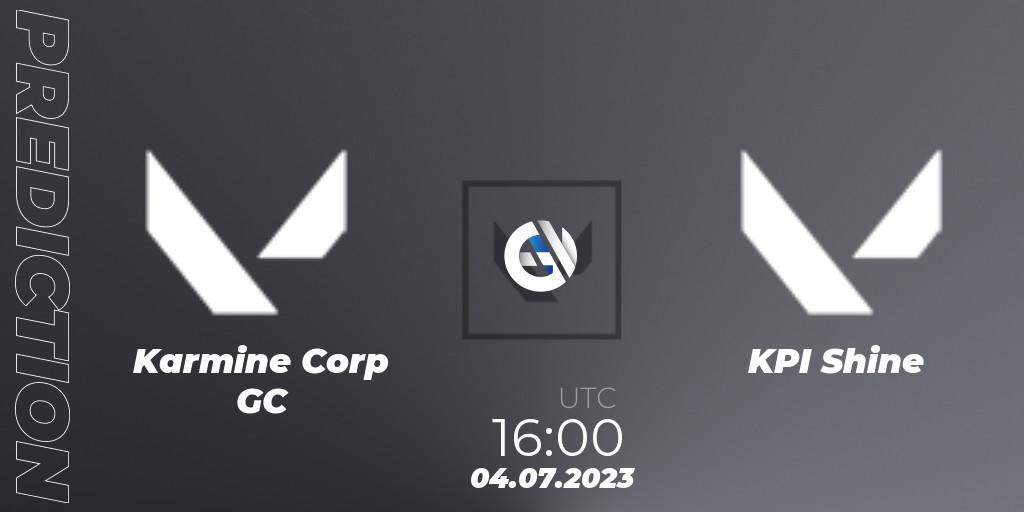 Prognose für das Spiel Karmine Corp GC VS KPI Shine. 04.07.2023 at 16:00. VALORANT - VCT 2023: Game Changers EMEA Series 2 - Group Stage