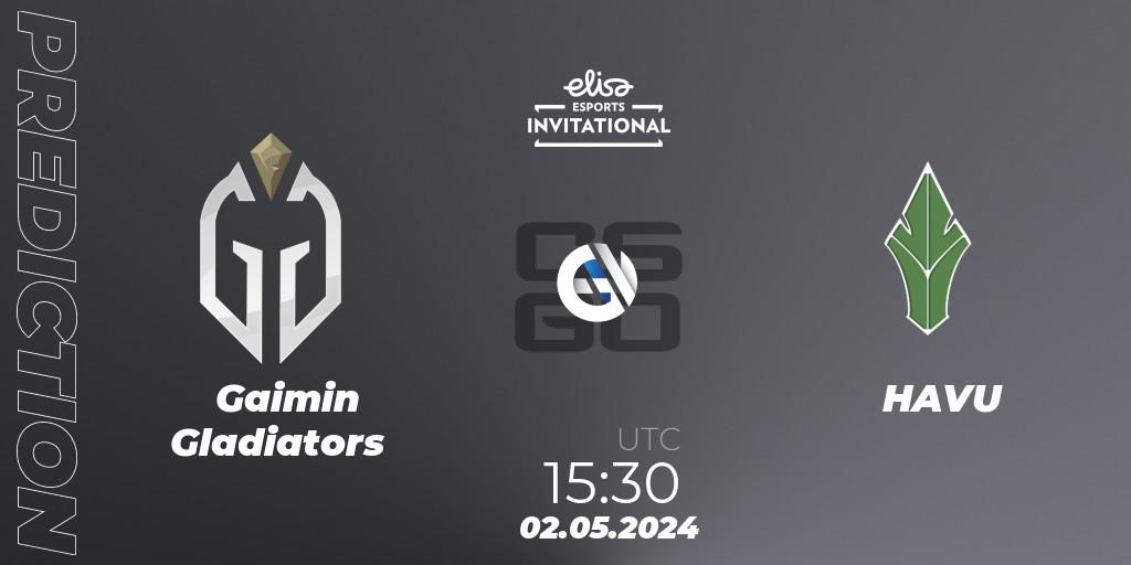 Prognose für das Spiel Gaimin Gladiators VS HAVU. 02.05.2024 at 15:30. Counter-Strike (CS2) - Elisa Invitational Spring 2024