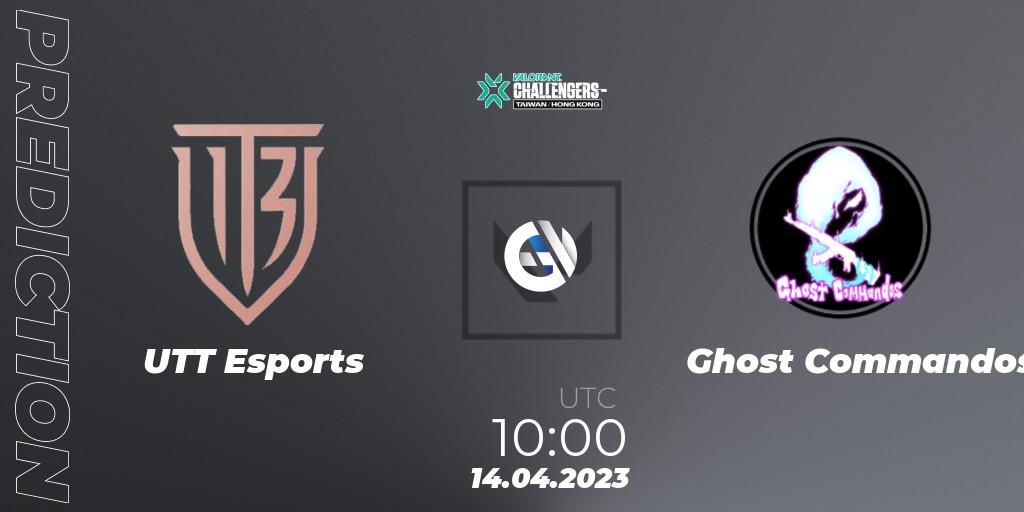 Prognose für das Spiel UTT Esports VS Ghost Commandos. 14.04.2023 at 10:00. VALORANT - VALORANT Challengers 2023: Hong Kong & Taiwan Split 2 - Group stage