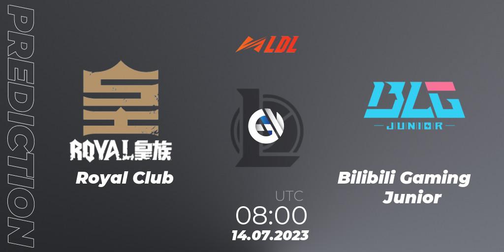 Prognose für das Spiel Royal Club VS Bilibili Gaming Junior. 14.07.2023 at 08:00. LoL - LDL 2023 - Regular Season - Stage 3