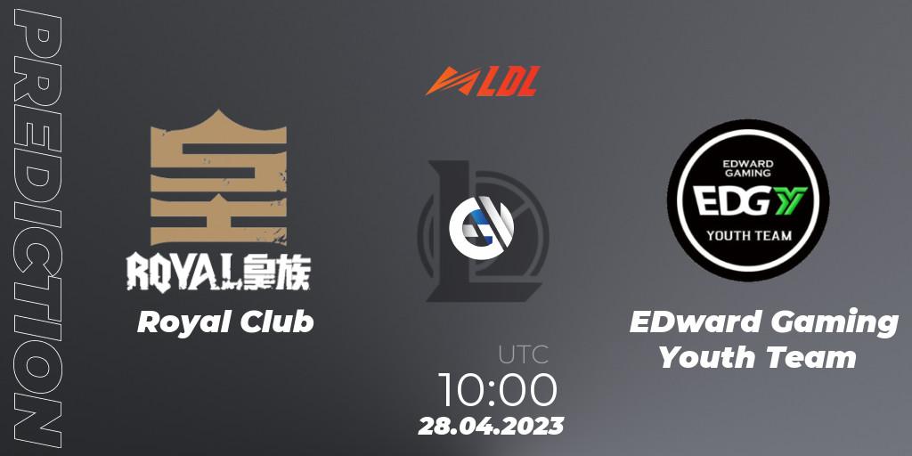 Prognose für das Spiel Royal Club VS EDward Gaming Youth Team. 28.04.2023 at 10:00. LoL - LDL 2023 - Regular Season - Stage 2