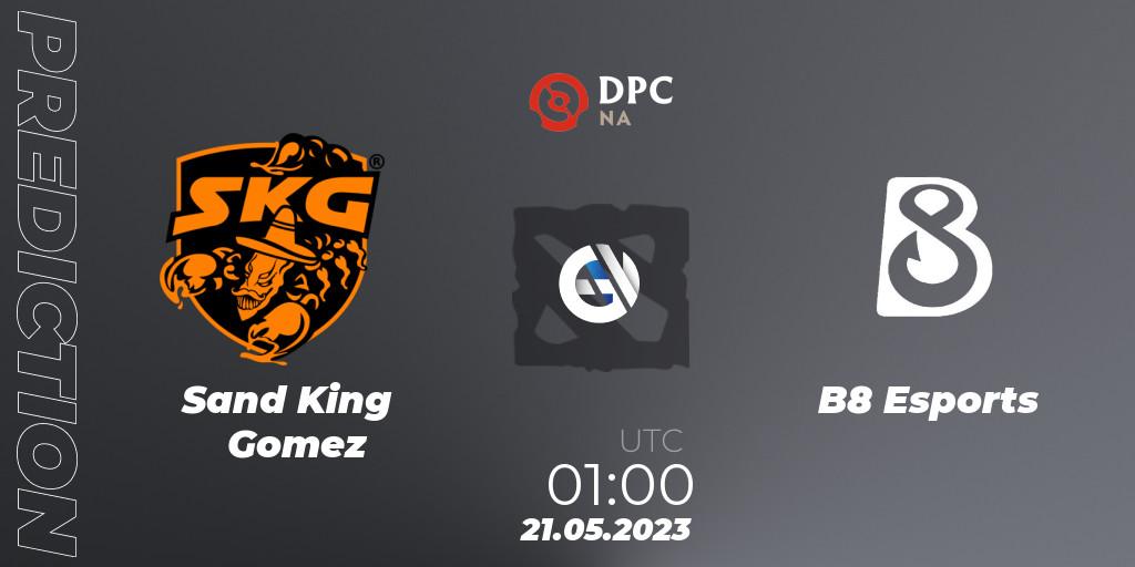 Prognose für das Spiel Sand King Gomez VS B8 Esports. 21.05.2023 at 00:56. Dota 2 - DPC 2023 Tour 3: NA Division I (Upper)