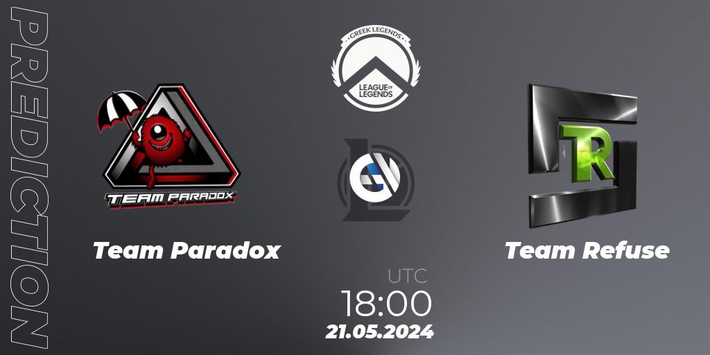 Prognose für das Spiel Team Paradox VS Team Refuse. 21.05.2024 at 18:00. LoL - GLL Summer 2024