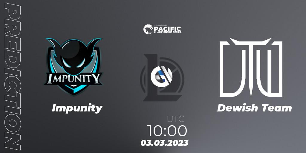 Prognose für das Spiel Impunity VS Dewish Team. 03.03.23. LoL - PCS Spring 2023 - Group Stage