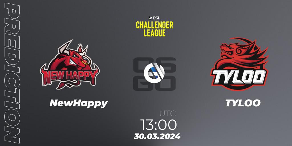 Prognose für das Spiel NewHappy VS TYLOO. 30.03.24. CS2 (CS:GO) - ESL Challenger League Season 47: Asia