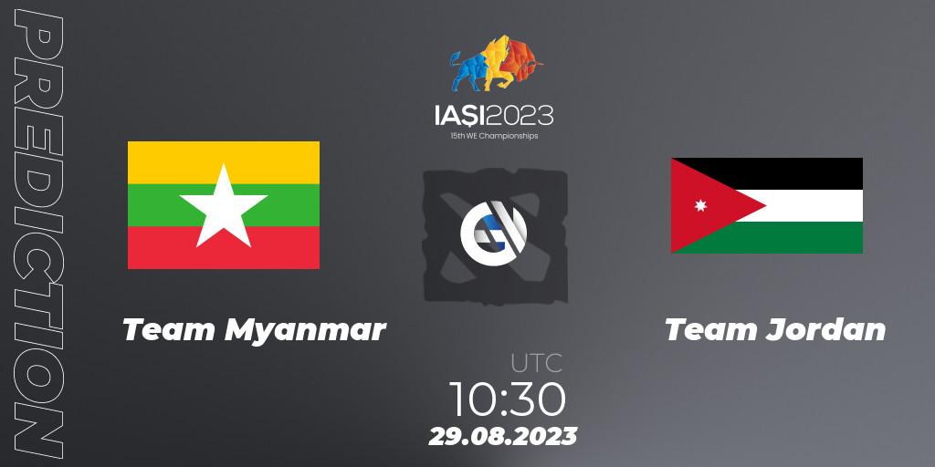 Prognose für das Spiel Team Myanmar VS Team Jordan. 29.08.23. Dota 2 - IESF World Championship 2023