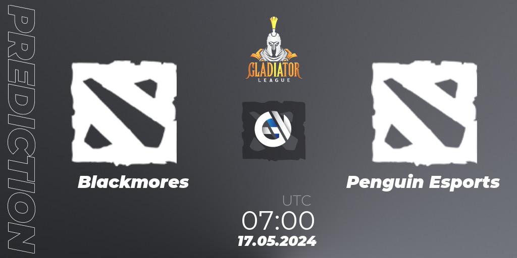 Prognose für das Spiel Blackmores VS Penguin Esports. 17.05.2024 at 07:00. Dota 2 - Gladiator League