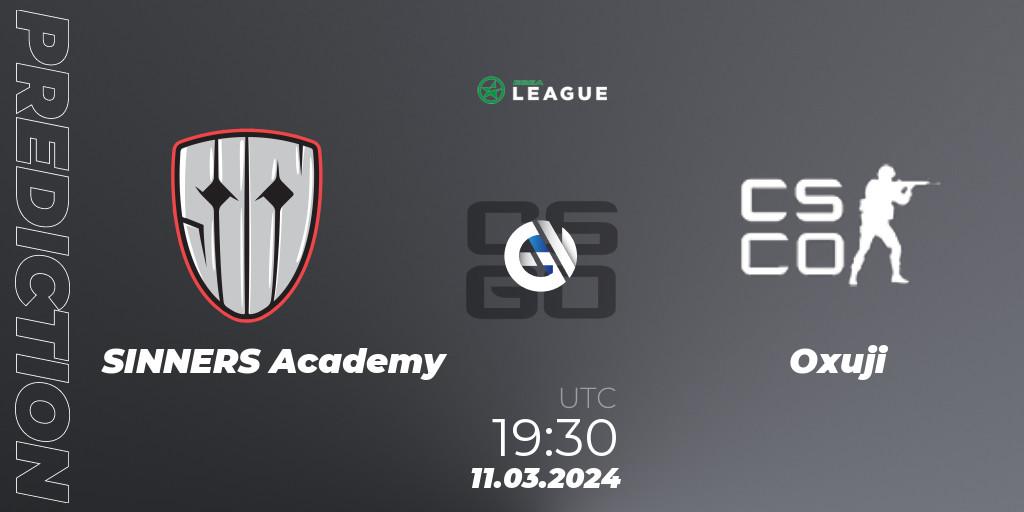 Prognose für das Spiel SINNERS Academy VS Oxuji. 11.03.24. CS2 (CS:GO) - ESEA Season 48: Main Division - Europe