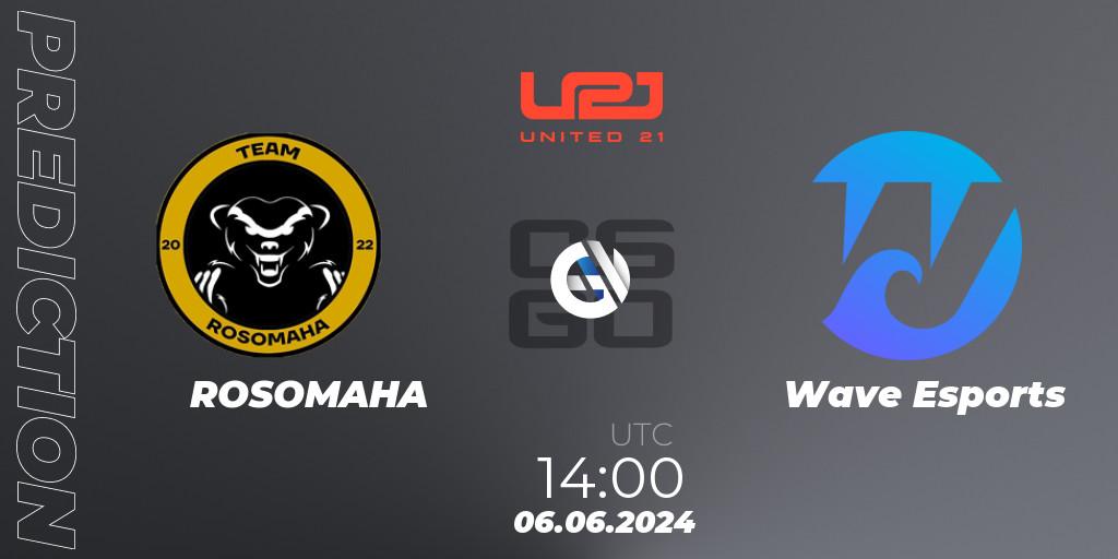 Prognose für das Spiel ROSOMAHA VS Wave Esports. 06.06.2024 at 14:00. Counter-Strike (CS2) - United21 Season 14: Division 2