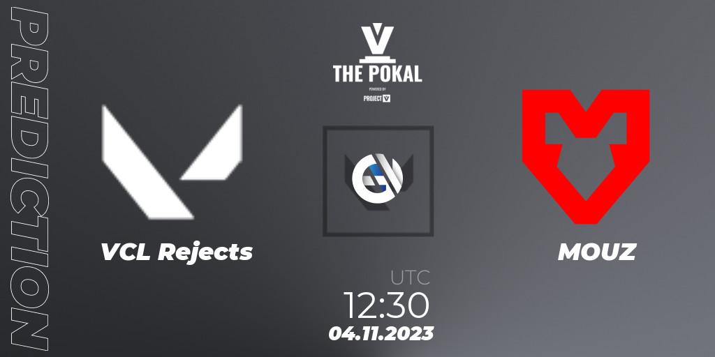 Prognose für das Spiel VCL Rejects VS MOUZ. 04.11.2023 at 12:30. VALORANT - PROJECT V 2023: THE POKAL