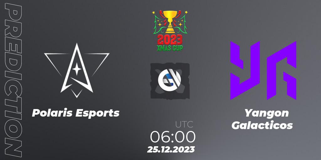 Prognose für das Spiel Polaris Esports VS Yangon Galacticos. 25.12.2023 at 06:07. Dota 2 - Xmas Cup 2023